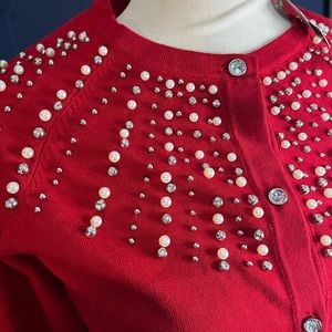 Red cardigan! Bejeweled! NWT WOMEN’s size S!